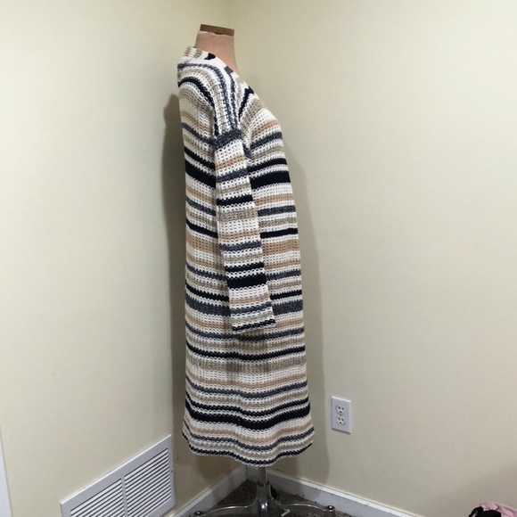 Francesca’s Collection Alya Duster Cardigan Sweater Size Medium White Tan Blue - Picture 4 of 10